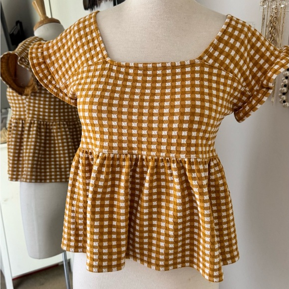 MADEWELL••Gingham Knit Ruffle Hem Top••XXS - Picture 3 of 7